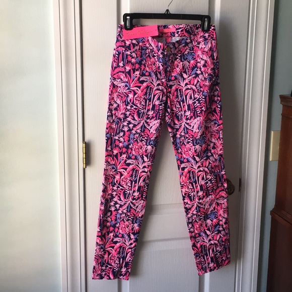 Lilly Pulitzer Navy and Pink Ankle Pants - Picture 1 of 4